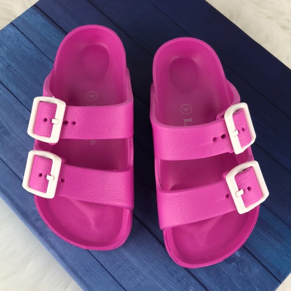 GIRLS DOUBLE BUCKLE COMFORT SLIDES - Picture 4 of 8